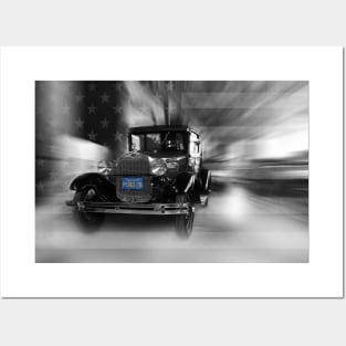 1928 Ford Model A, black and white Posters and Art